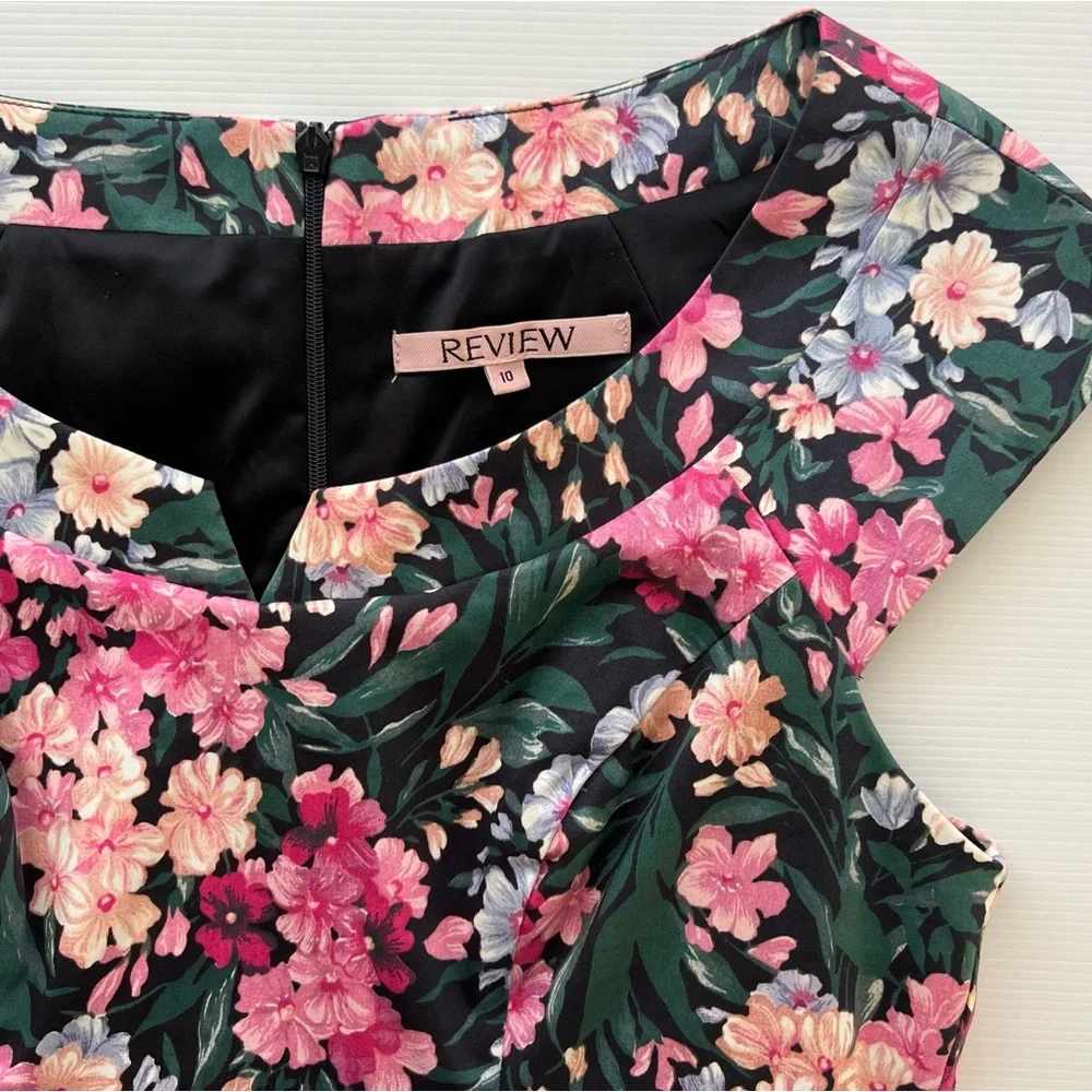 Review Chelsea Flower Dress Fitted Shift Vintage Floral Print Size 10 *no belt* - Picture 12 of 16